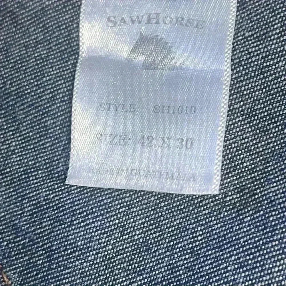 Vintage Sawhorse Denim Overalls Dungarees Carpenter Bib  Size 42x30